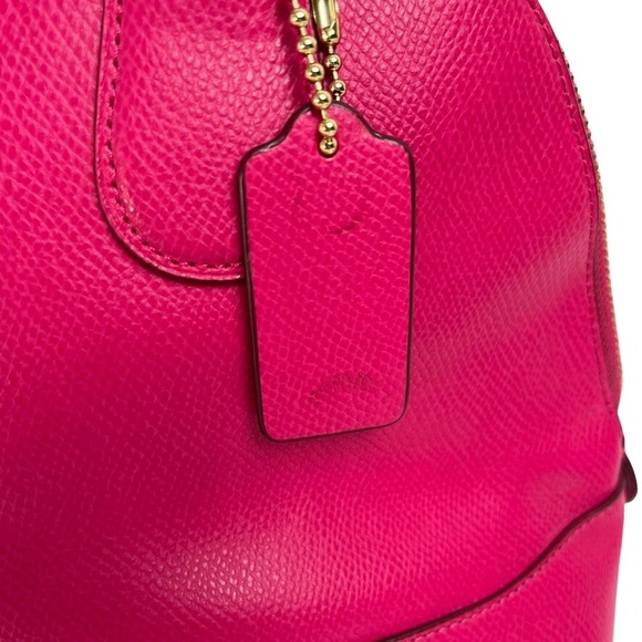 Coach Pink Crossgrain Leather Dome Satchel Double Zip Purse - Picture 4 of 11